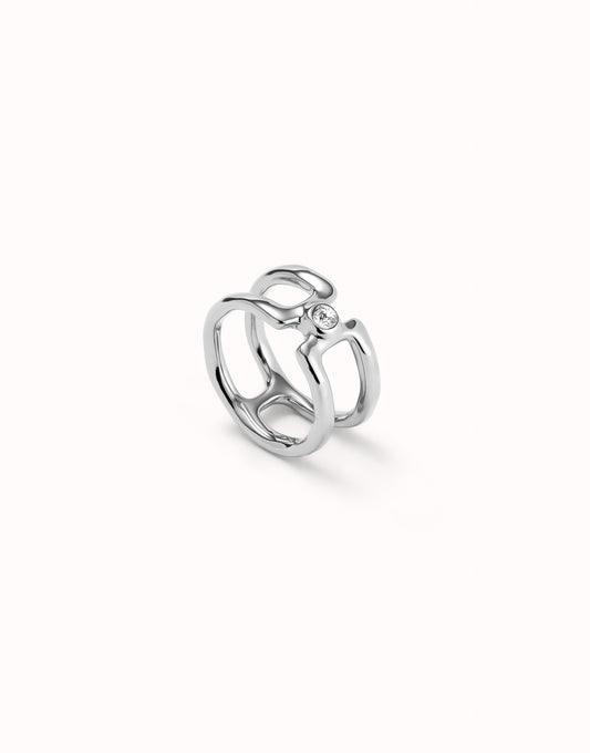 Double ring with white topaz