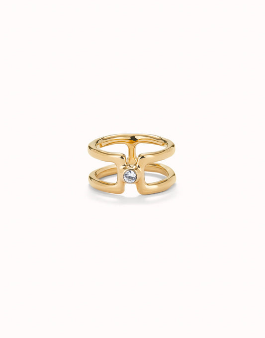 Double ring with white topaz - Gold