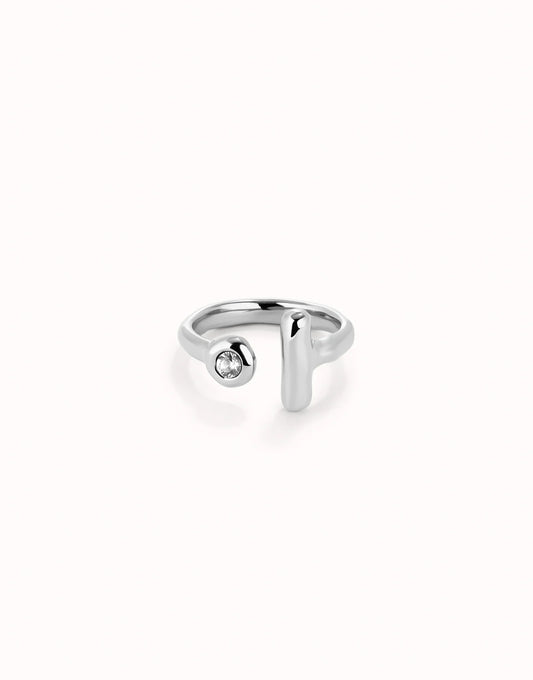 Open ring with white topaz - Silver