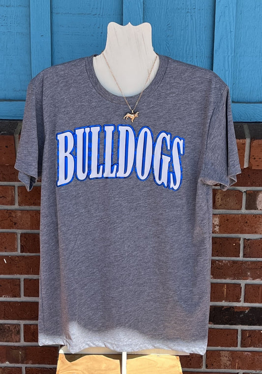 Arched Mascot with Metallic Puff Design Tee - Bulldogs