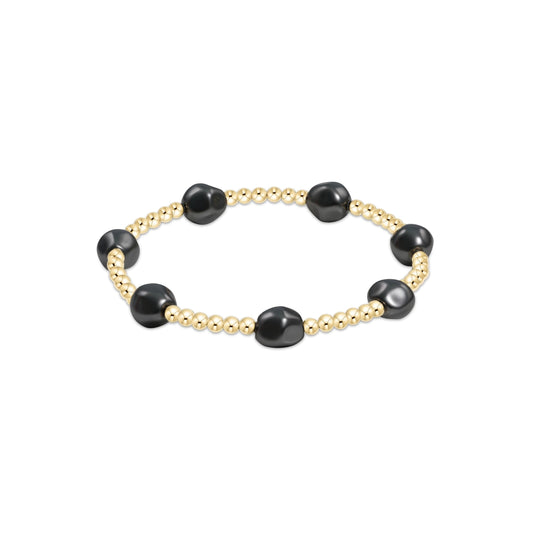 Admire Gold 3mm Bead Bracelet - Pearl - Dark Grey