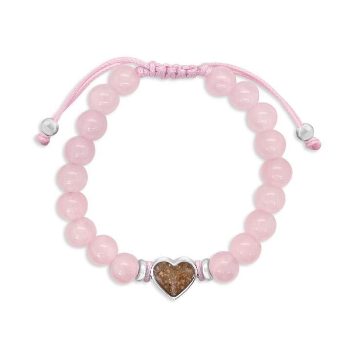 Beaded Bracelet Adjustable - Heart - Rose Quartz