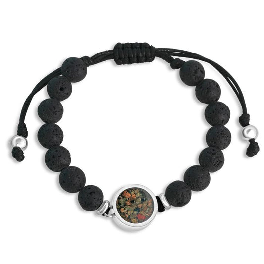 Men's Beaded Bracelet Adjustable - Round - Lava