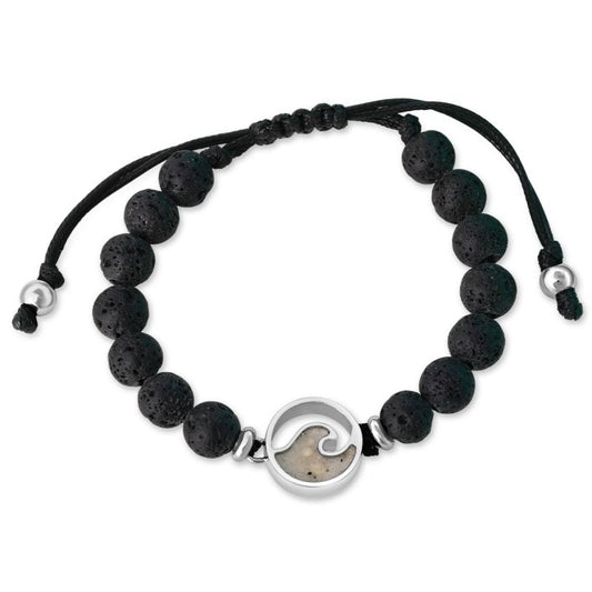 Men's Beaded Bracelet Adjustable - Wave - Lava