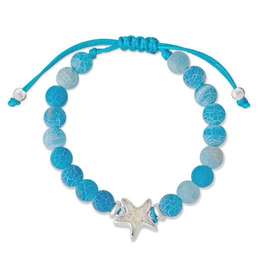 Beaded Bracelet Adjustable - Starfish - Weathered Agate