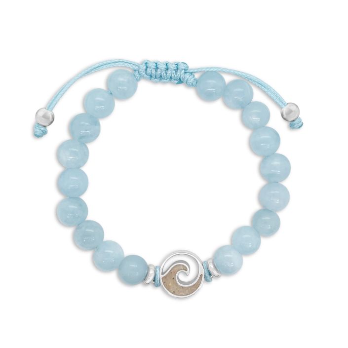 Beaded Bracelet Adjustable - Wave - Aquamarine