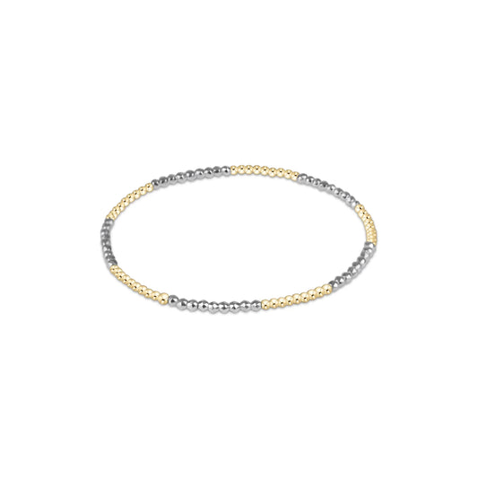 Blissful Pattern 2mm Bead Bracelet - Bright Silver Faceted Hematite