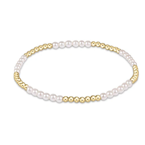 Classic Blissful Pattern 2.5mm Bead Bracelet - 3mm Pearl