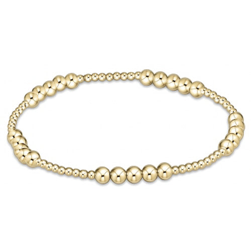 Classic Blissful Pattern 2mm Bead Bracelet - 4mm Gold