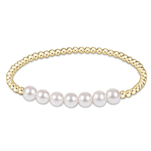 Classic Gold Beaded Bliss 3mm Bead Bracelet - 6mm Pearl