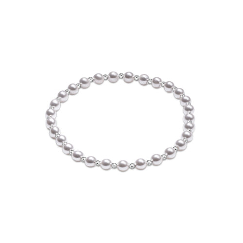 Classic Grateful Pattern Sterling 4mm Bead Bracelet - Pearl