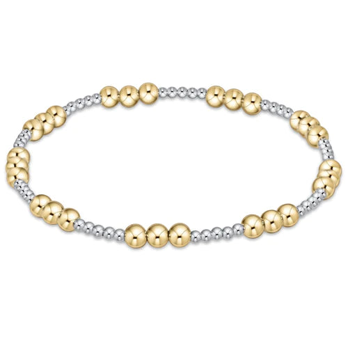 Classic Joy Pattern 4mm Bead Bracelet - Mixed Metal