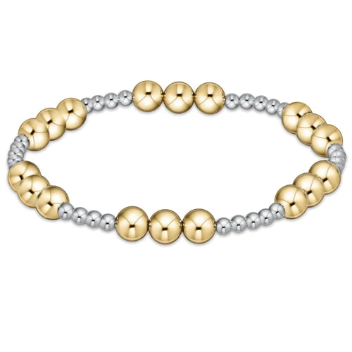 Classic Joy Pattern 6mm Bead Bracelet - Mixed Metal