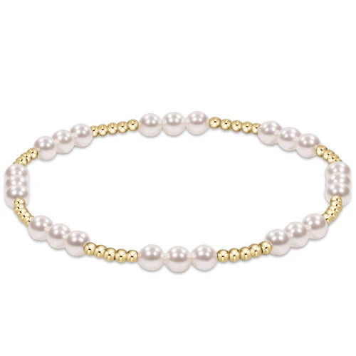 Classic Joy Pattern 4mm Bead Bracelet - Pearl