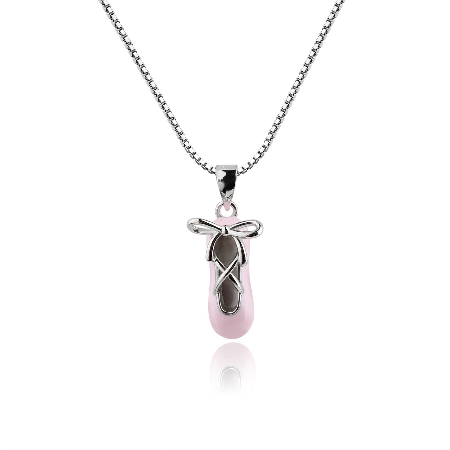 Children's Sterling Silver Pink Ballet Slipper Necklace