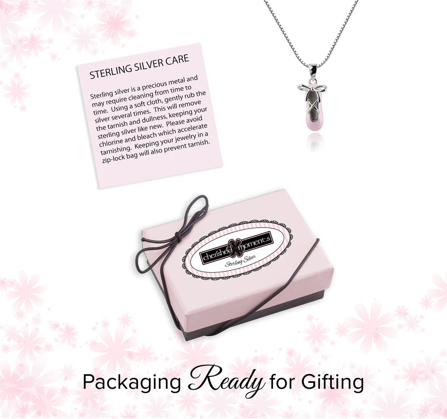 Children's Sterling Silver Pink Ballet Slipper Necklace