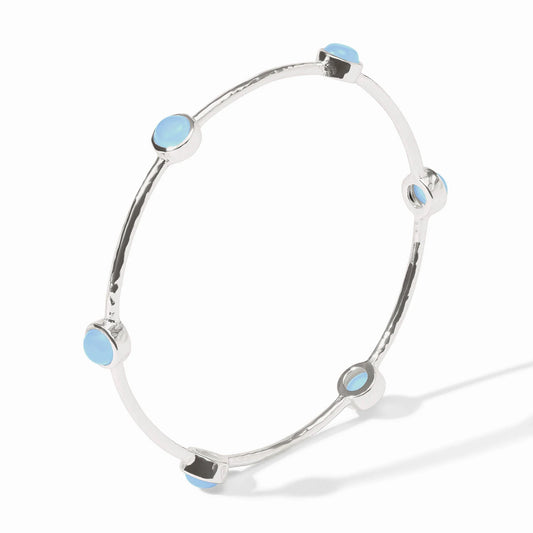 Milano Silver Luxe Bangle - Chalcedony Blue