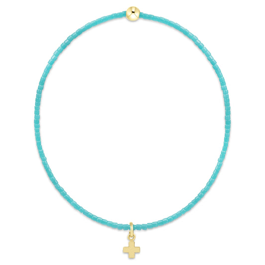 Hope Classic Turquoise Bracelet - Signature Cross Small Gold Charm
