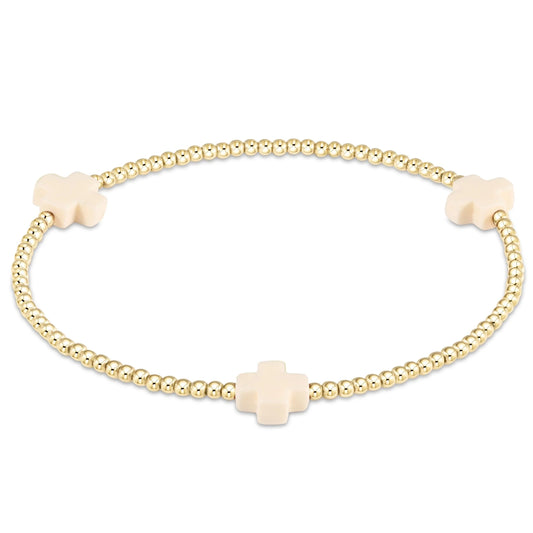 Signature Cross 2mm Gold Bracelet - Off-White