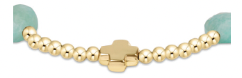 Signature Cross Admire Gold Pattern 3mm Bead Bracelet - Amazonite