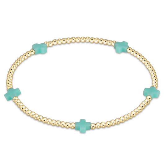 Signature Cross Small 2mm Gold Bracelet - Mint