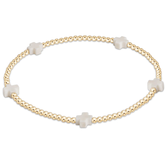 Signature Cross Small 2mm Gold Bracelet - Off-White
