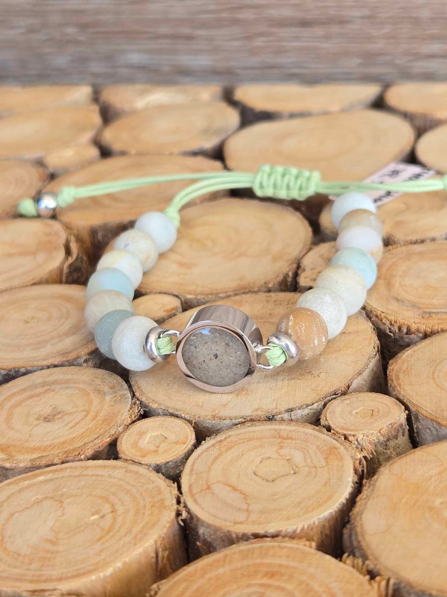 Beaded Bracelet Adjustable - Round - Amazonite