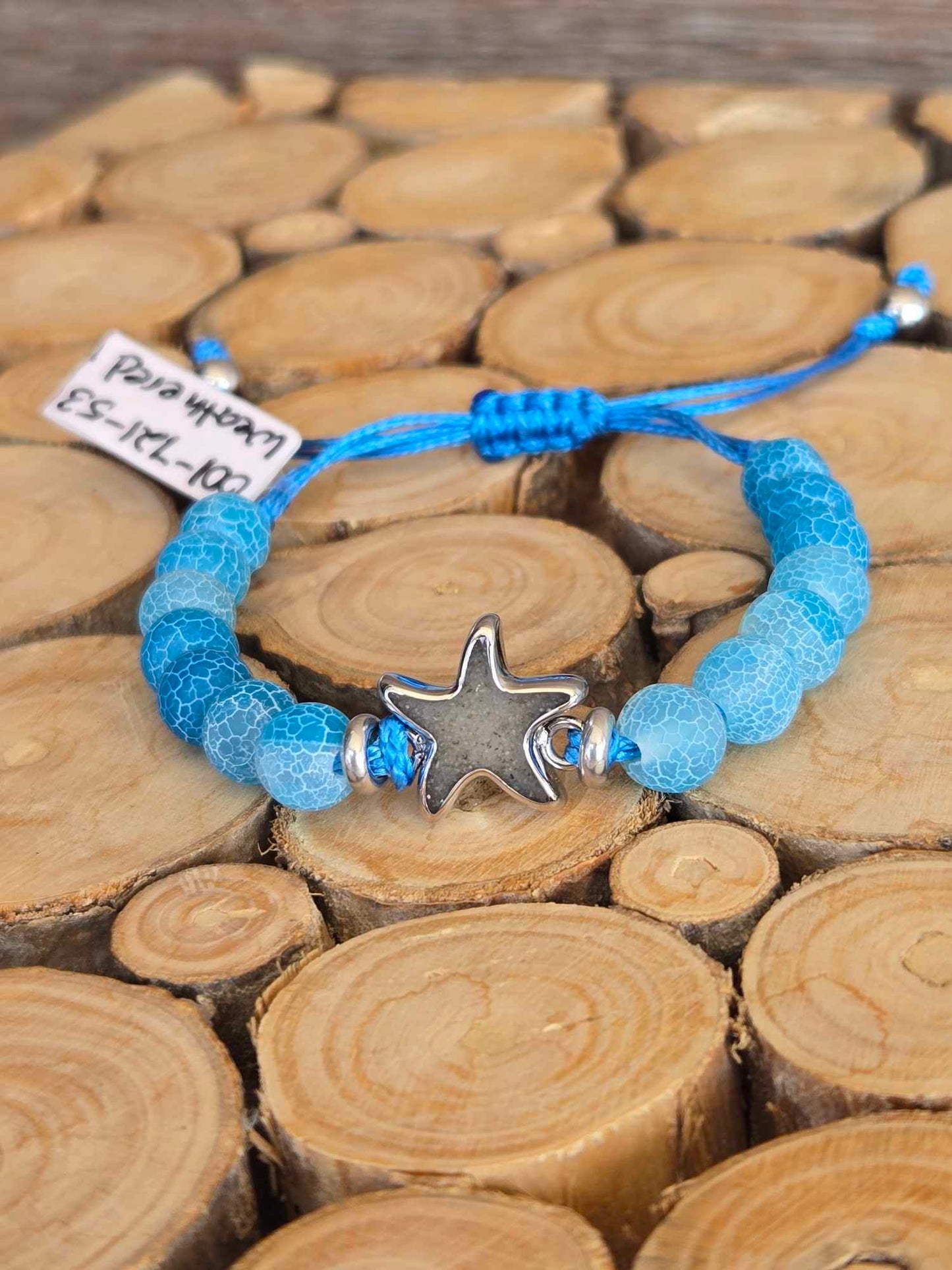 Beaded Bracelet Adjustable - Starfish - Weathered Agate
