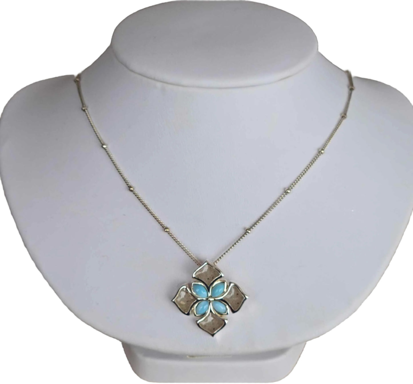 Boho Bloom Necklace - Larimar and Sand