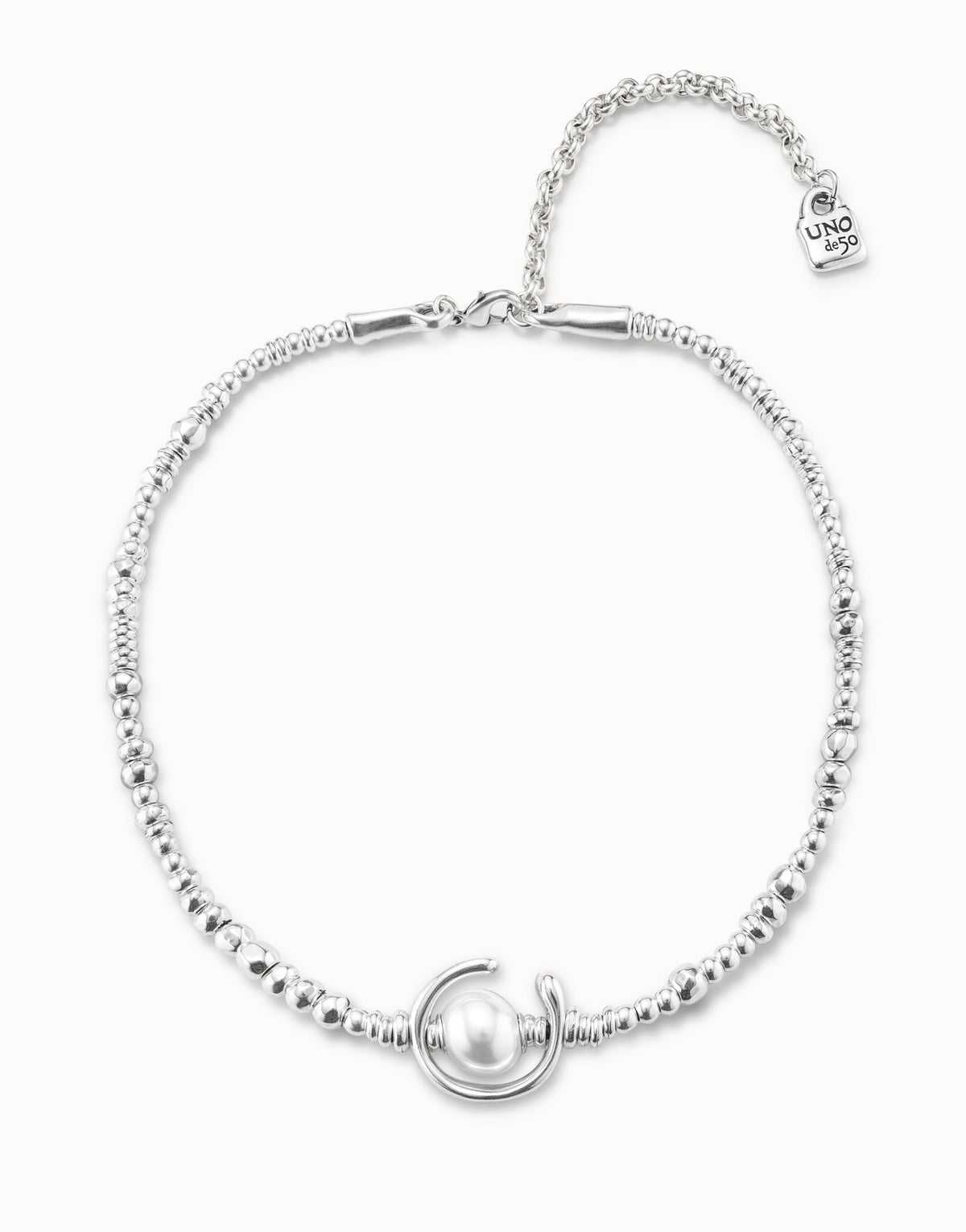Short necklace with pearl - Silver