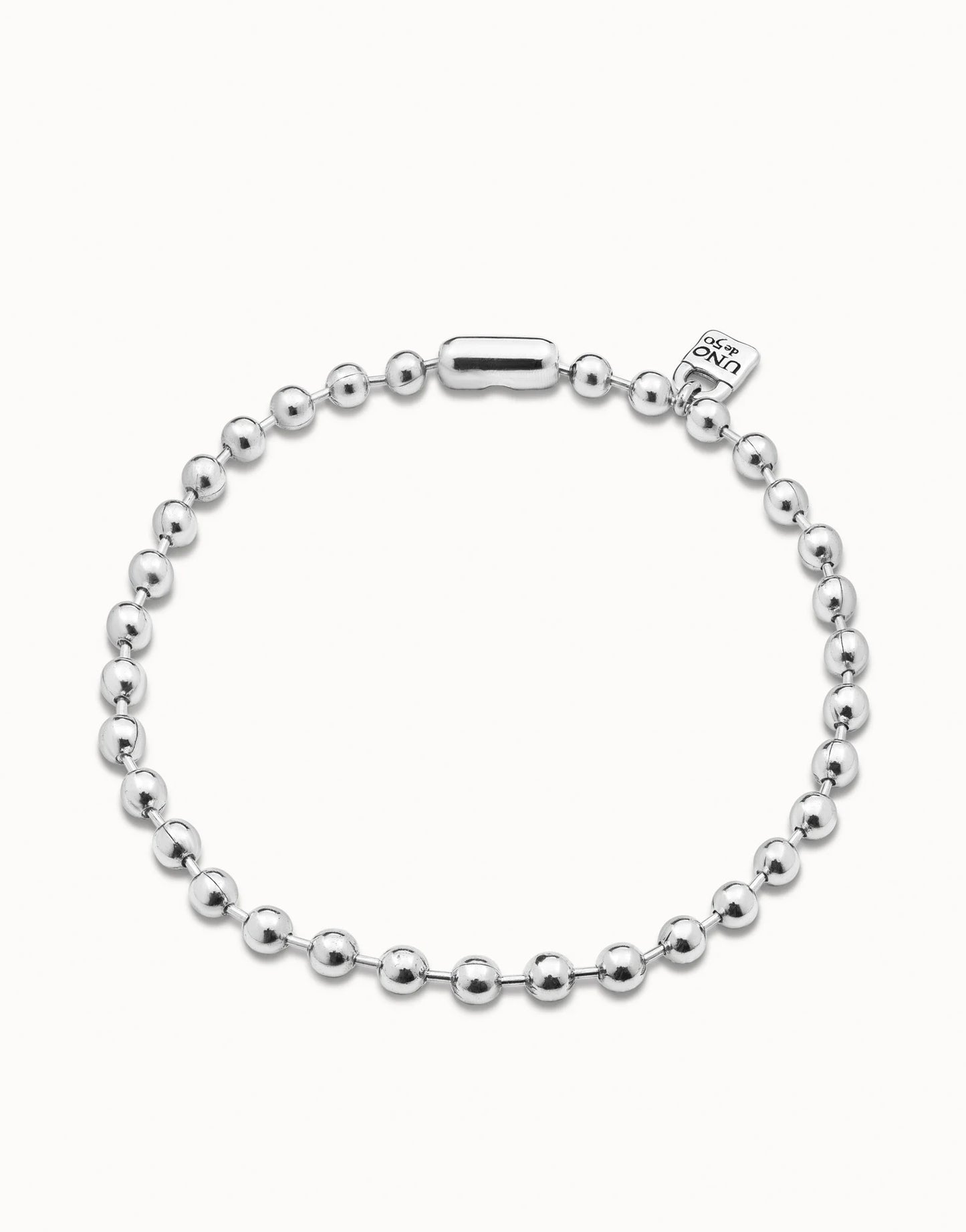 Short beaded necklace with padlock - Silver