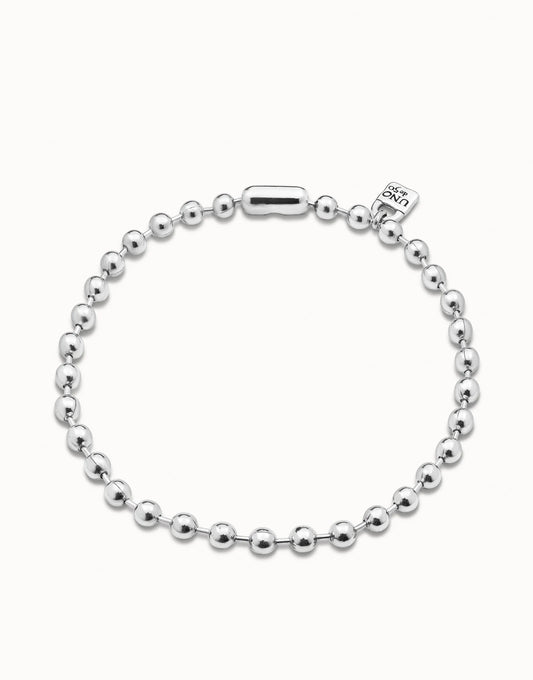 Short beaded necklace with padlock - Silver