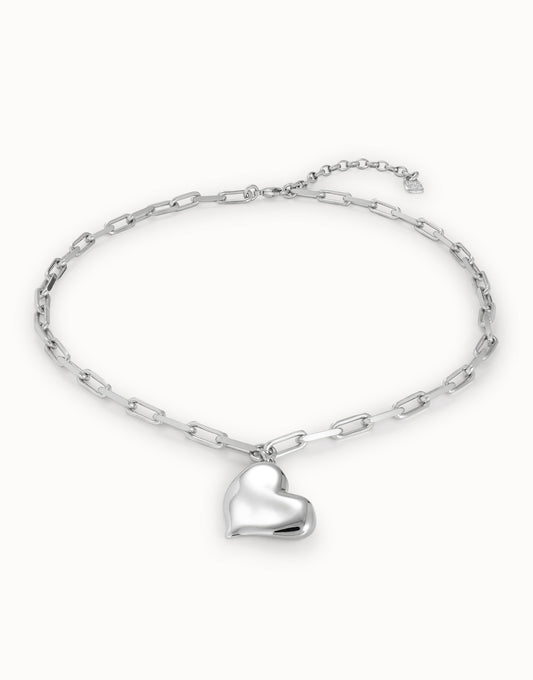 Heartbeat - Link chain necklace with heart - Silver