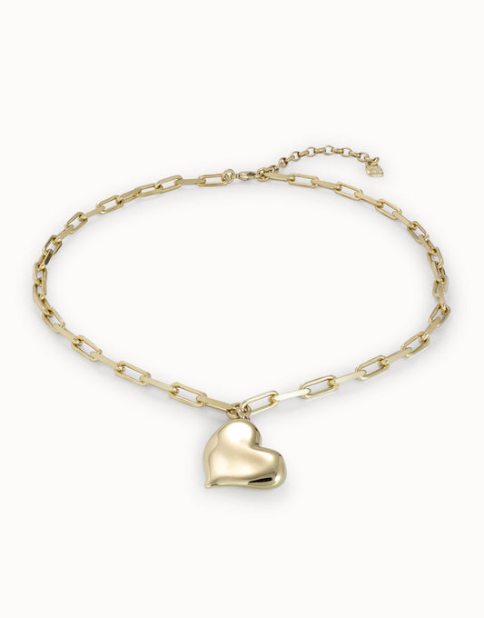Heartbeat - Link chain necklace with heart - Gold