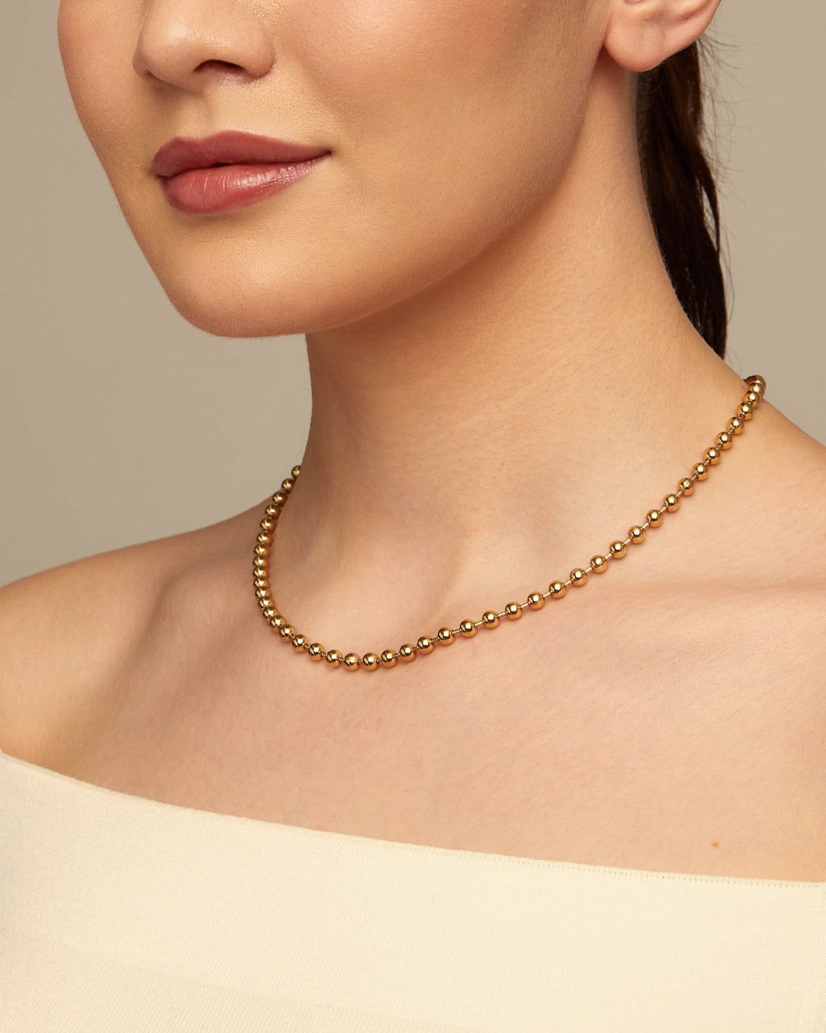 Emotions - Beaded chain necklace - Gold