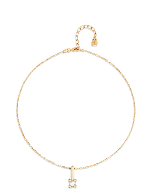 Divine - Short chain necklace with white cubic zirconia - Gold