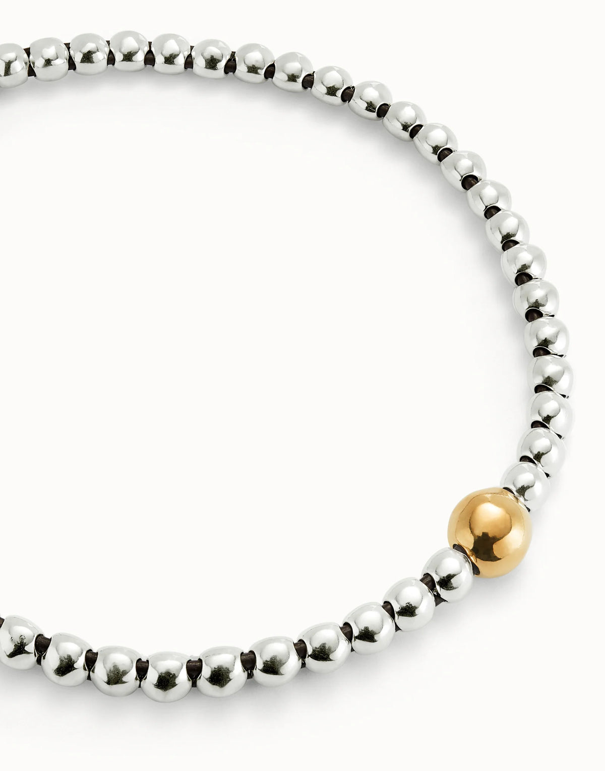 Ser Intrepida - Beaded short necklace with larger central bead - Silver/Gold