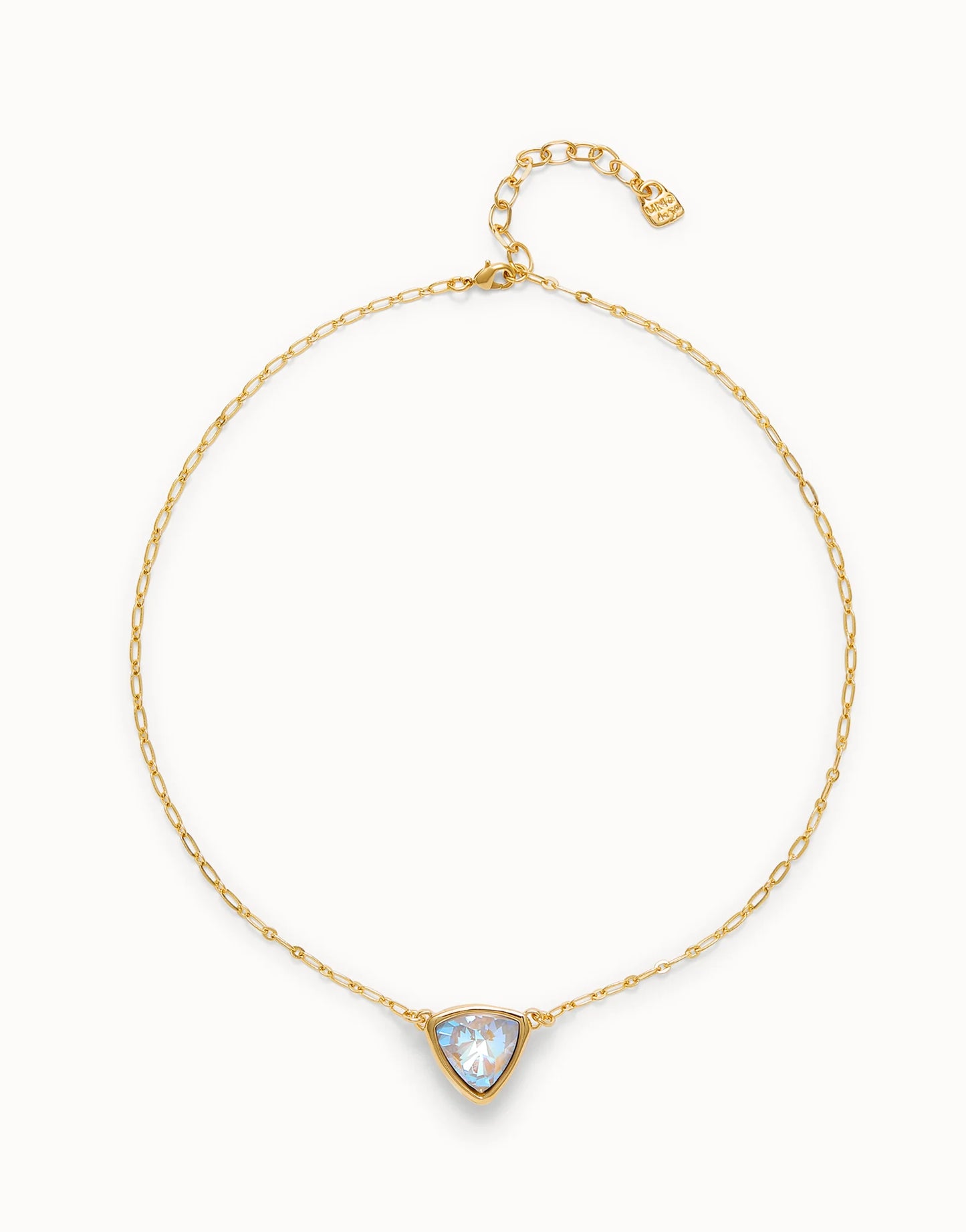 Pendant chain link necklace with multicolor crystal