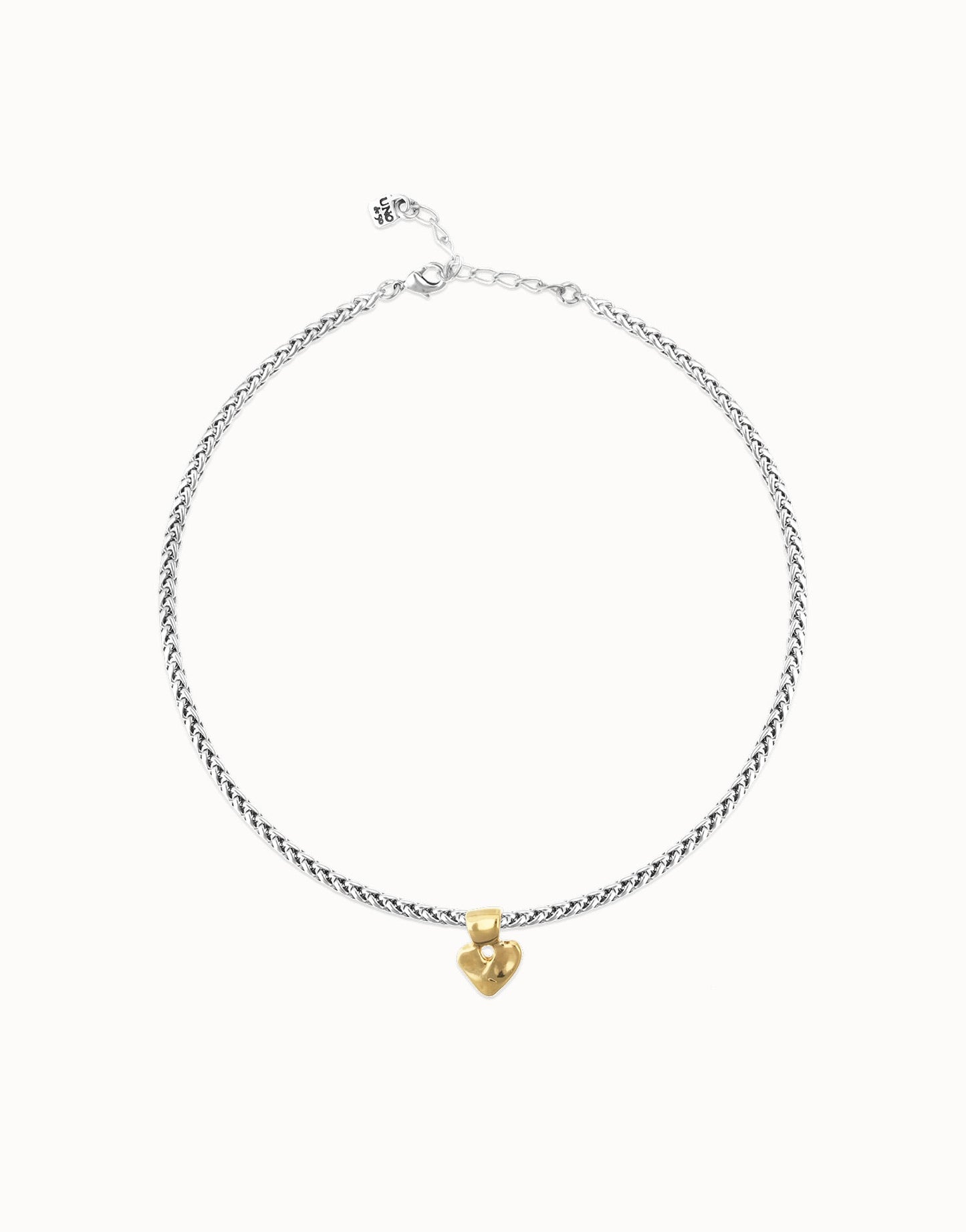 Short chain necklace with small heart detail - Silver/Gold