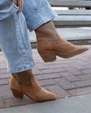 Crackling Ankle Boots - Camel Suede