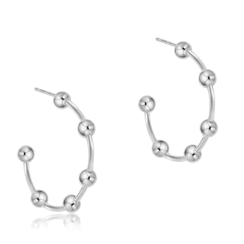 Beaded Simplicity 1" Sterling Post Hoop - 4mm Sterling