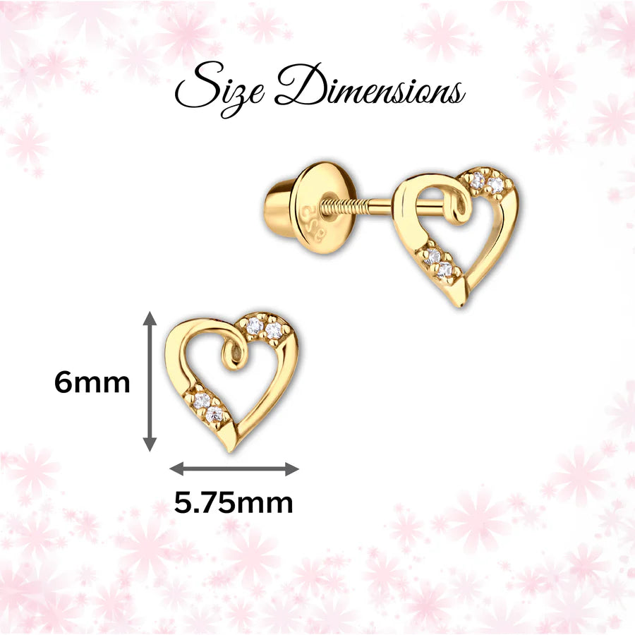 Children's 14K Gold-Plated Heart (Open) Earrings