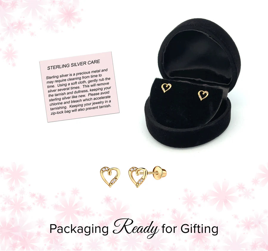 Children's 14K Gold-Plated Heart (Open) Earrings