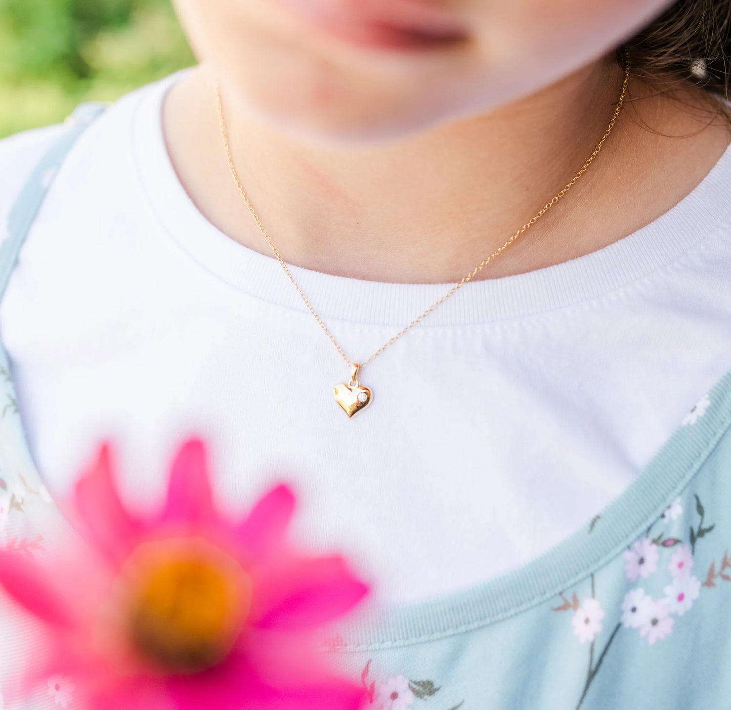 Children's 14K Gold Plated Puff Heart Necklace