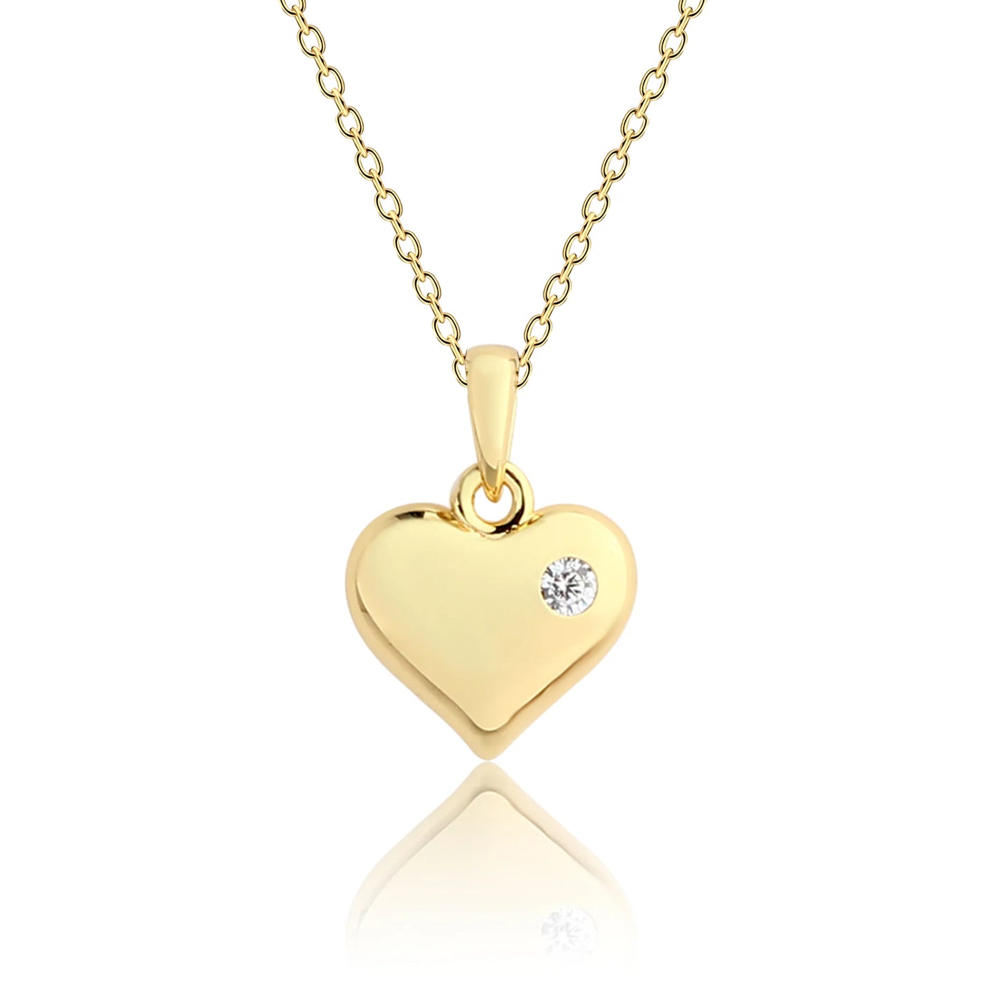 Children's 14K Gold Plated Puff Heart Necklace