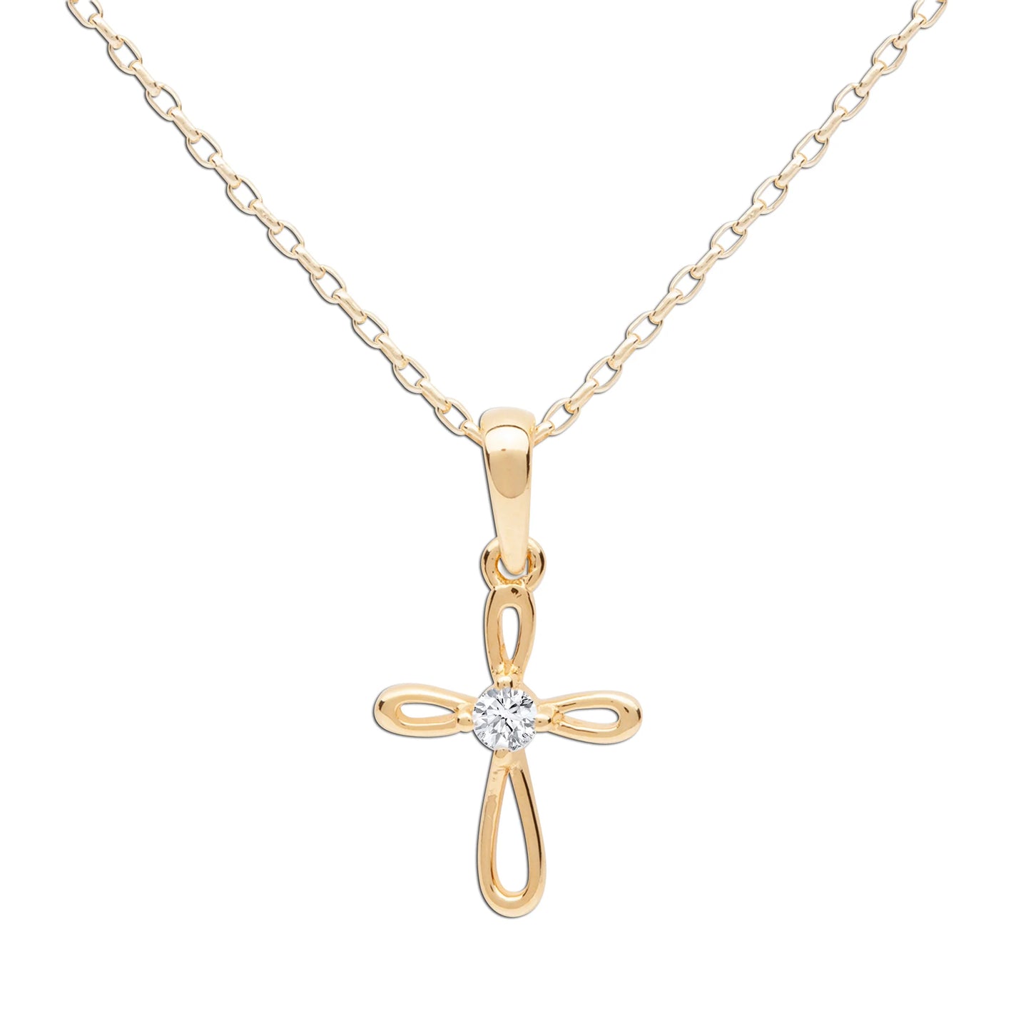 Children's 14K Gold-Plated Cross Necklace