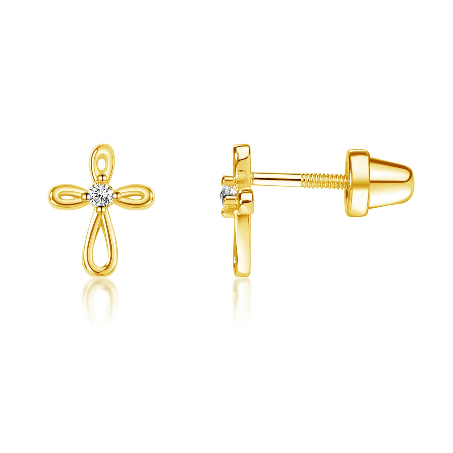 Children's 14K Gold-Plated Infinity Cross Earrings