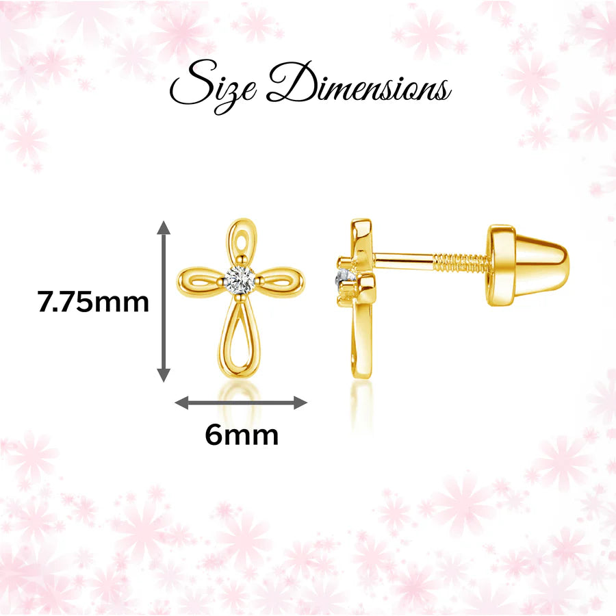Children's 14K Gold-Plated Infinity Cross Earrings
