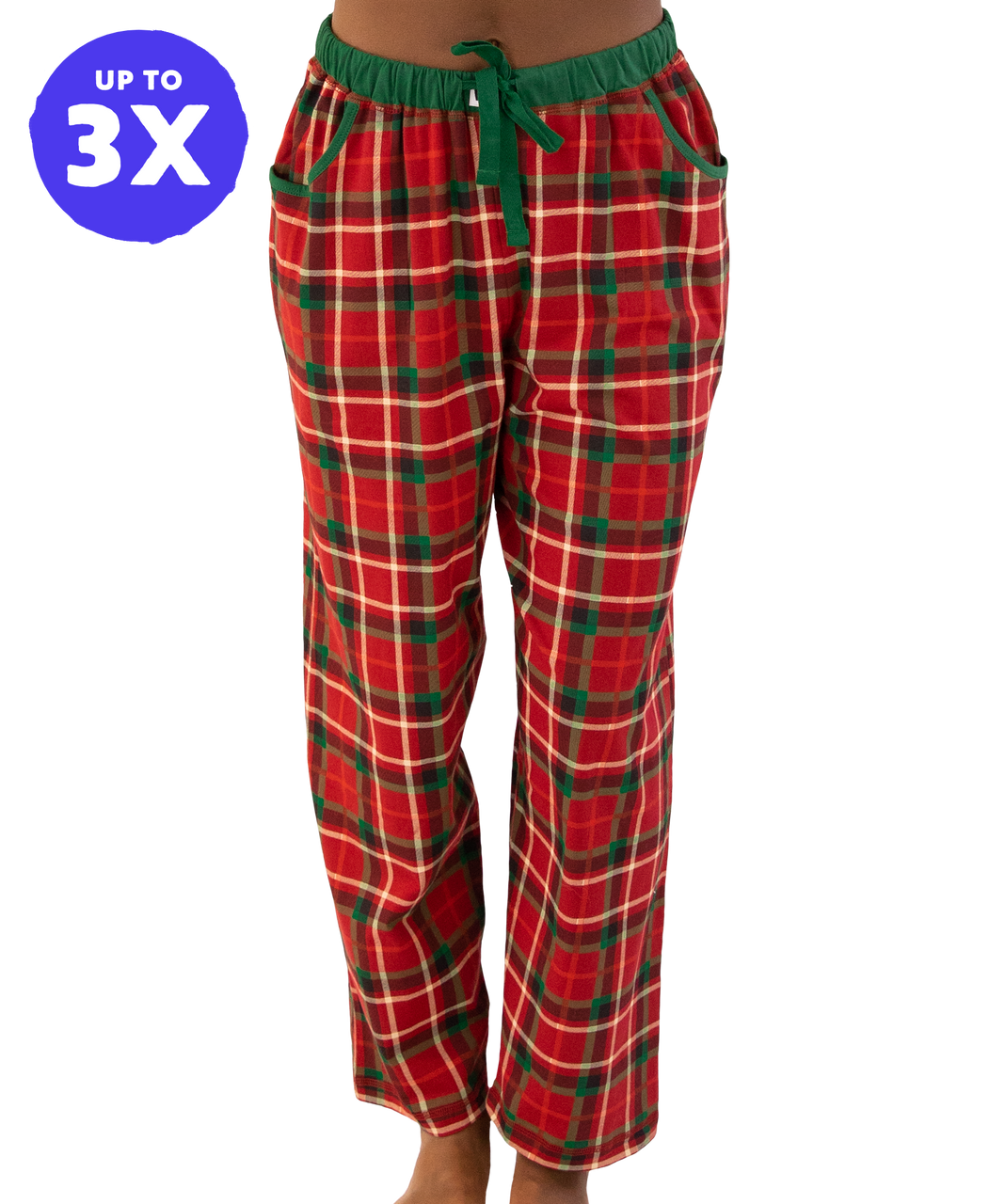 Christmas Plaid Green Band Women's PJ Pant
