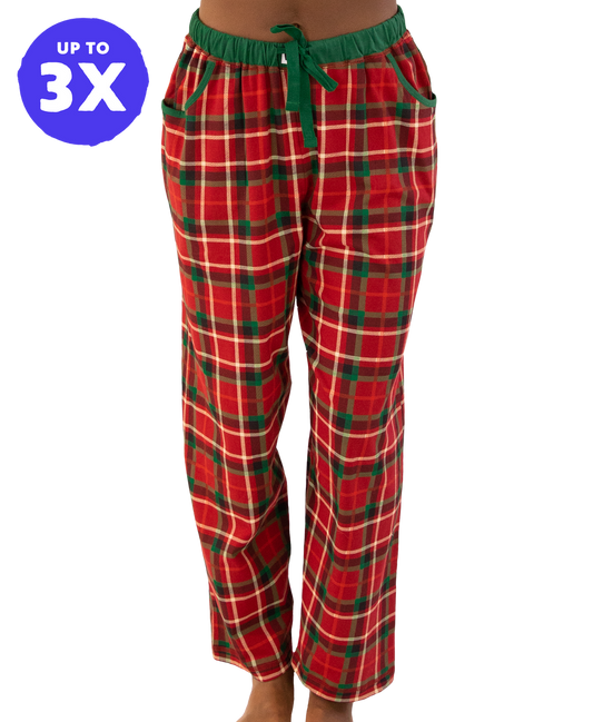 Christmas Plaid Green Band Women's PJ Pant